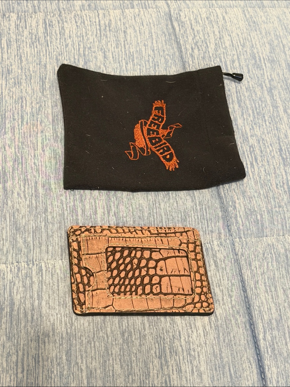freebird Croc-Embossed Card Holder in Brown